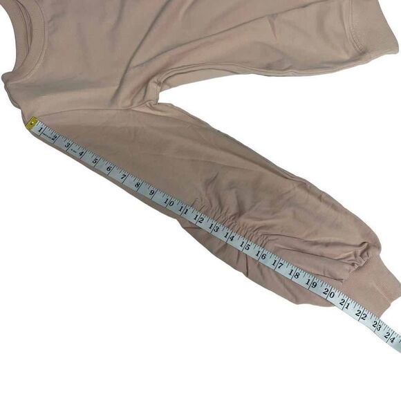 Calvin Klein Sweatshirt Crew Neck Blush Pink Tan Gathered Sleeves CK Logo XS - Picture 14 of 16